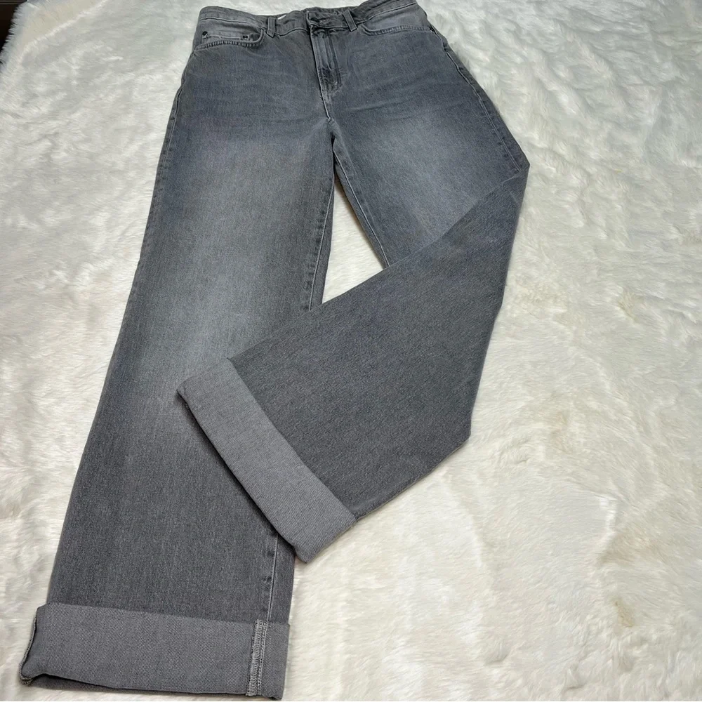 Pilcro‎ The Austyn grey High-Rise Full-Length Cuffed Wide-Leg Jeans - Sz 30 - Picture 4 of 5